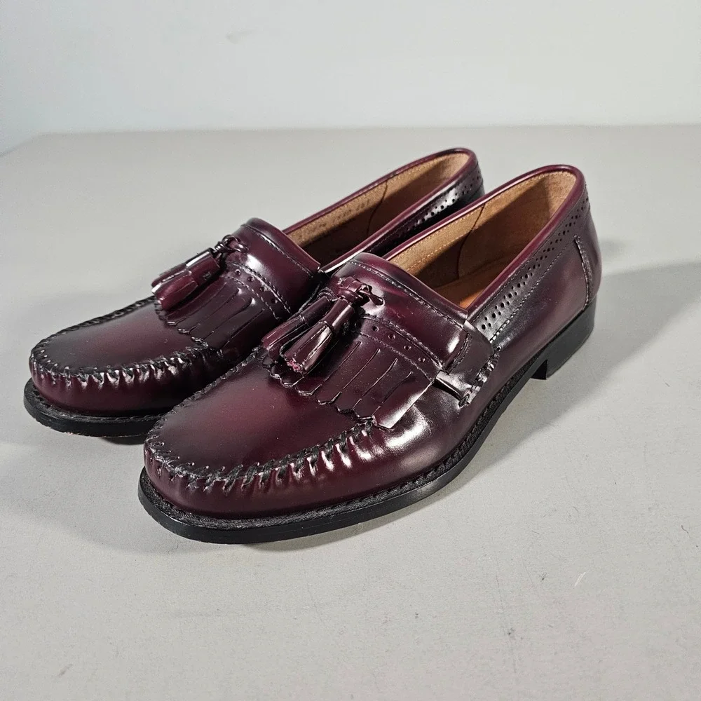 G.H. Bass Weejuns Tassel Loafers Men 10 Burgundy Kiltie Leather Shoes Jeremy